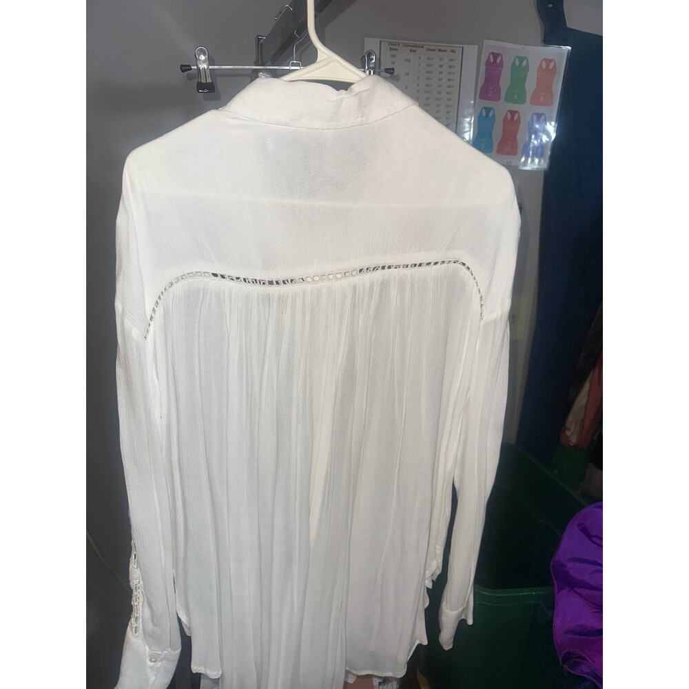 Free People Katie Bird Crochet Inset Button down top - Picture 7 of 11